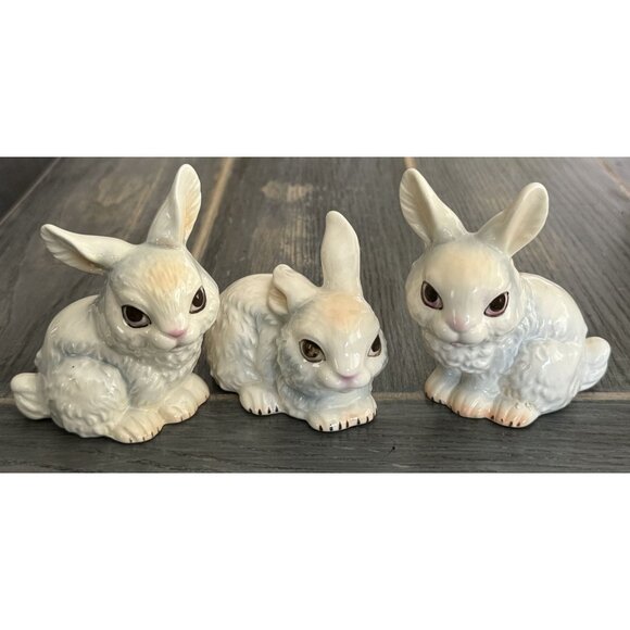 Vintage Goebel W Germany Porcelain Rabbit Figurines Set Of 3 - Picture 7 of 8